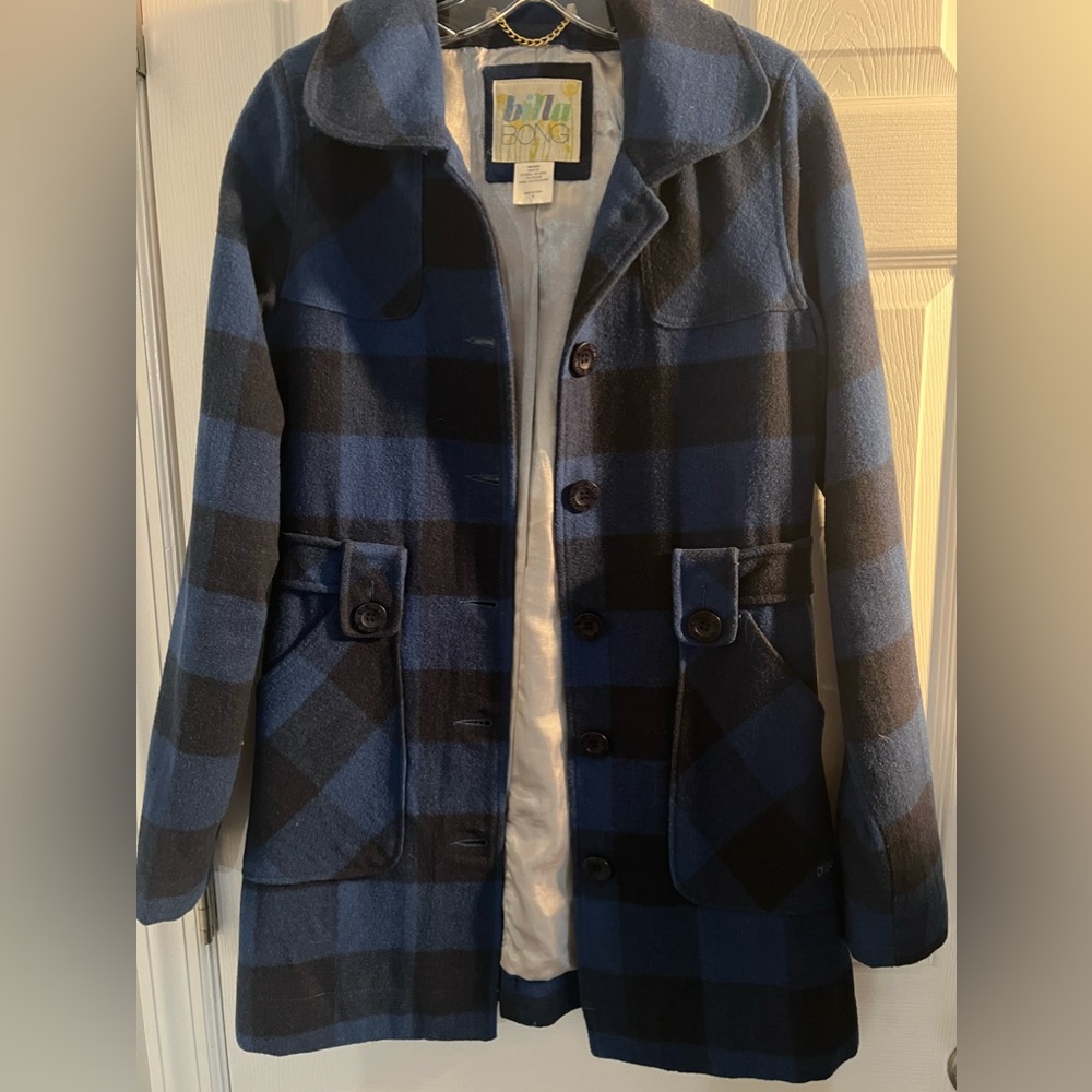 Billabong blue and black peacoat